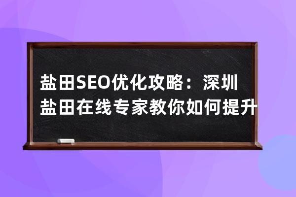 盐田SEO优化攻略：深圳盐田在线专家教你如何提升网站排名