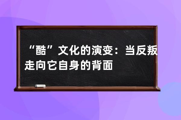 “酷”文化的演变：当反叛走向它自身的背面 