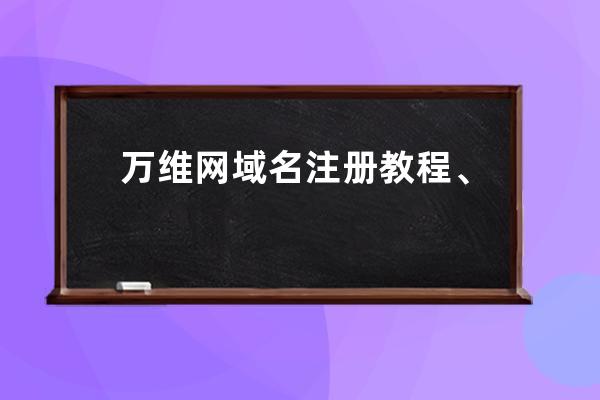 万维网域名注册教程、万维网注册的域名如何登陆账号