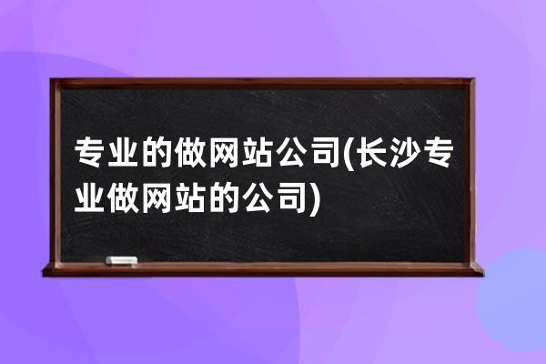 专业的做网站公司(长沙专业做网站的公司)