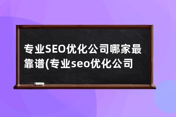 专业SEO优化公司哪家最靠谱(专业seo优化公司哪家最靠谱)