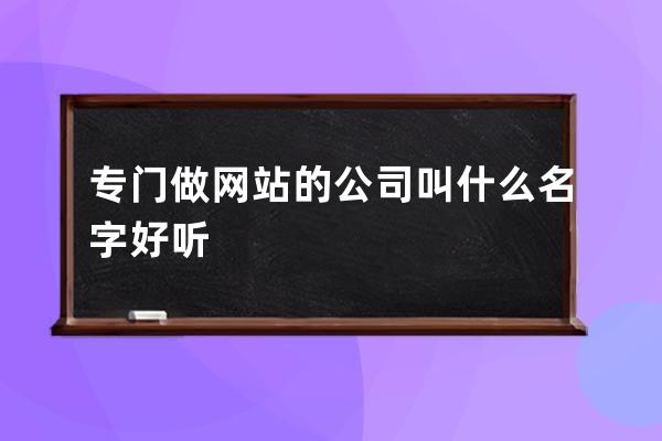 专门做网站的公司叫什么名字好听