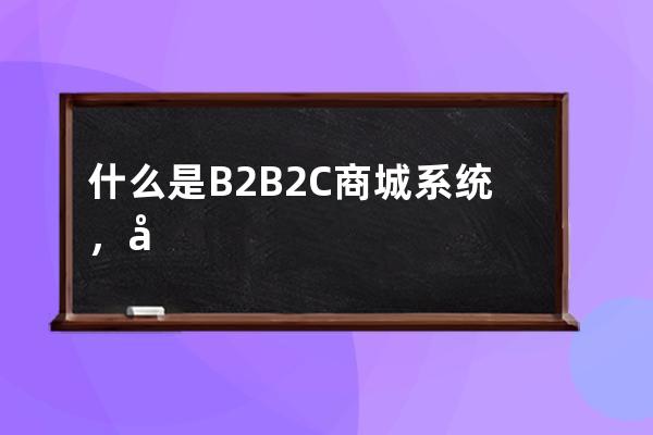 什么是B2B2C商城系统，具备哪些优势呢？ 