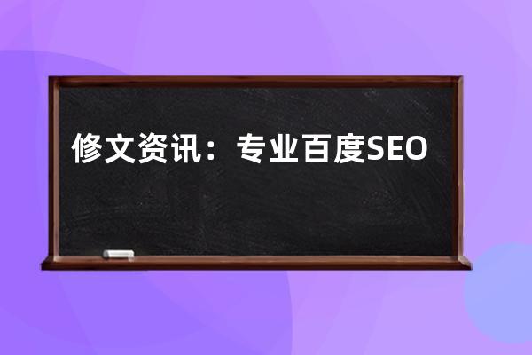 修文资讯：专业百度SEO搜索引擎优化厂家，助您网站提升排名