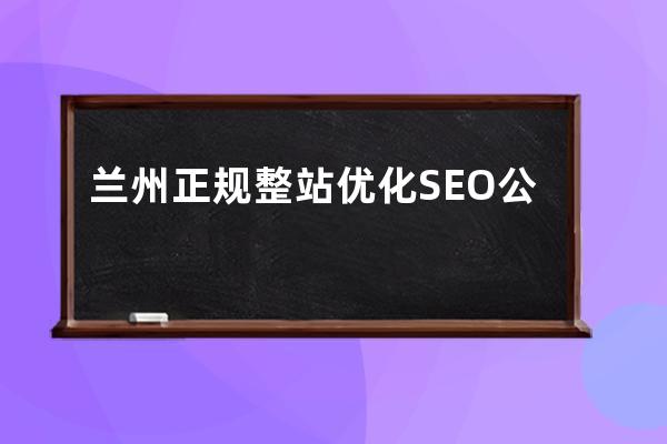 兰州正规整站优化SEO公司(兰州正规整站优化seo公司有哪些)