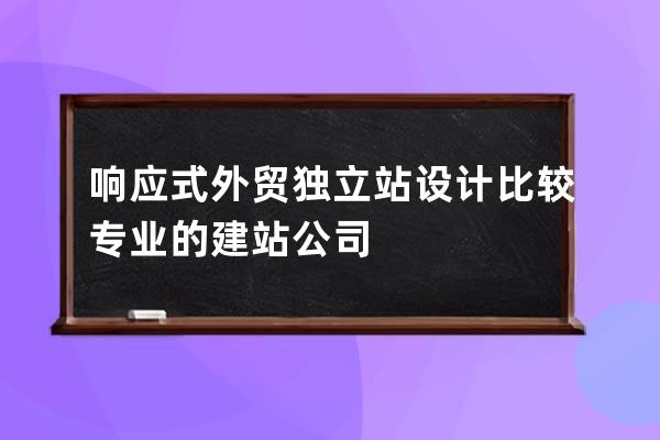 响应式外贸独立站设计比较专业的建站公司