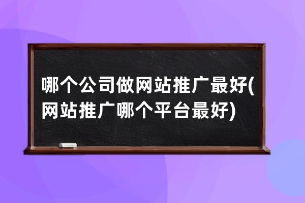 哪个公司做网站推广最好(网站推广哪个平台最好)