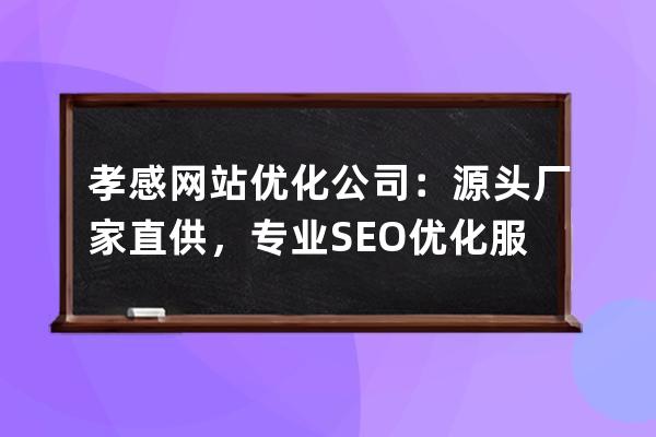 孝感网站优化公司：源头厂家直供，专业SEO优化服务