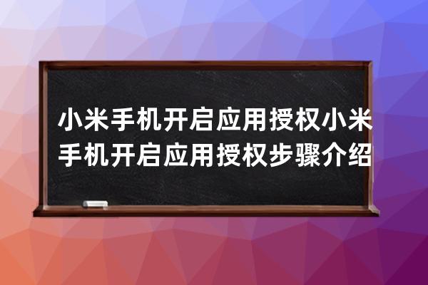 小米手机开启应用授权?小米手机开启应用授权步骤介绍 