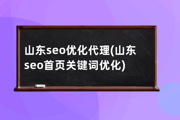 山东seo优化代理(山东seo首页关键词优化)