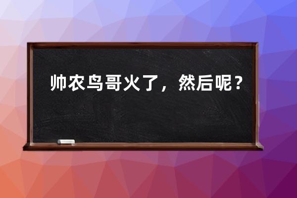 帅农鸟哥火了，然后呢？ 