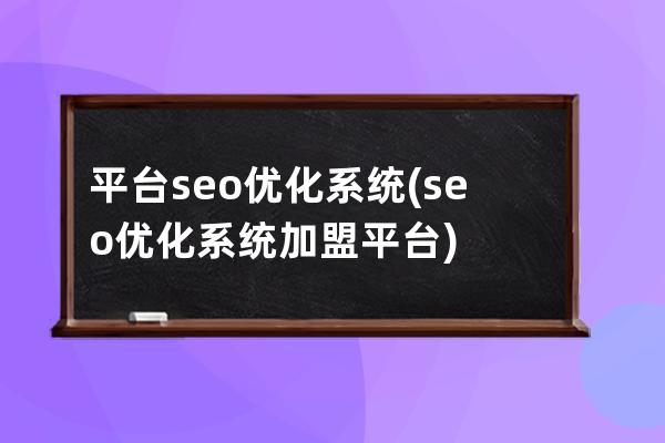 平台seo优化系统(seo优化系统加盟平台)