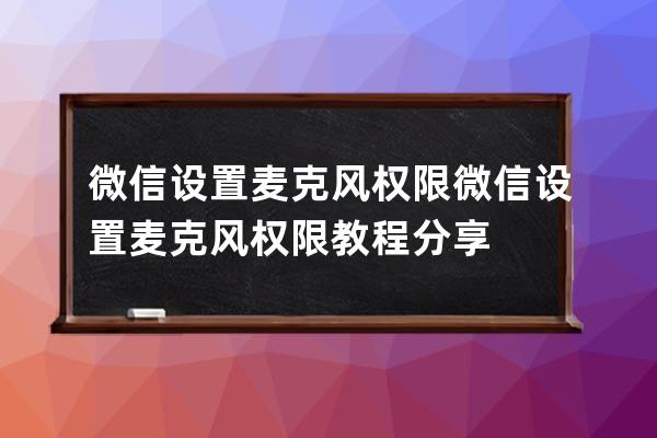 微信设置麦克风权限?微信设置麦克风权限教程分享 