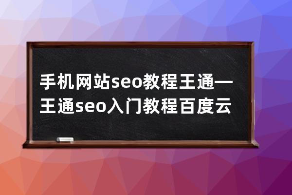 手机网站seo教程 王通—王通seo入门教程百度云