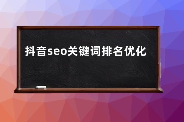 抖音seo关键词排名优化技术教程，三天就能学会 