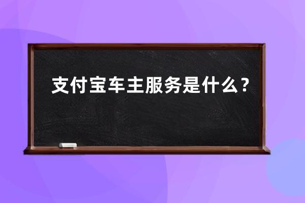 支付宝车主服务是什么？ 