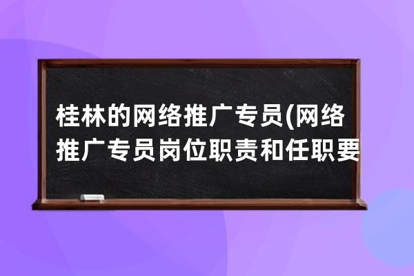 桂林的网络推广专员(网络推广专员岗位职责和任职要求)