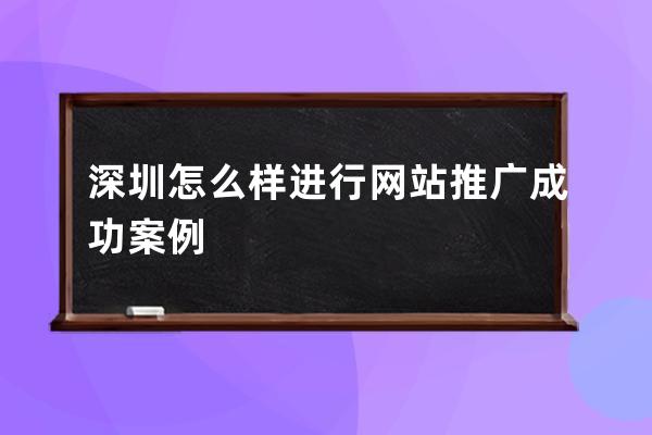 深圳怎么样进行网站推广成功案例