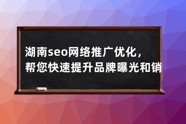 湖南seo网络推广优化，帮您快速提升品牌曝光和销量