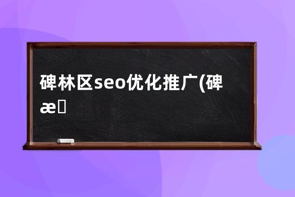 碑林区seo优化推广(碑林区特色街区与总部楼宇)