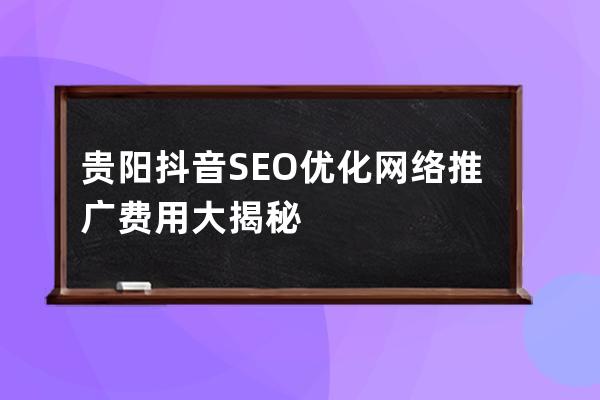 贵阳抖音SEO优化网络推广费用大揭秘