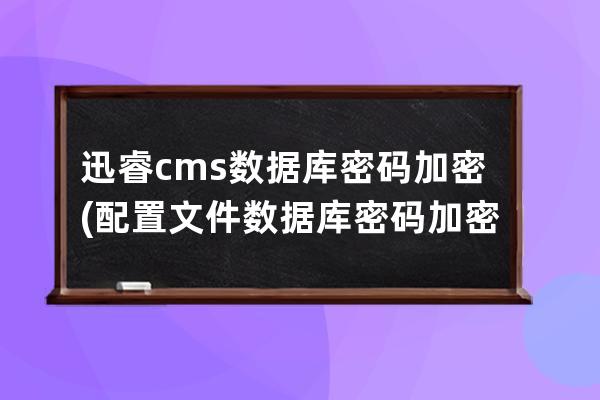 迅睿cms数据库密码加密(配置文件数据库密码加密)