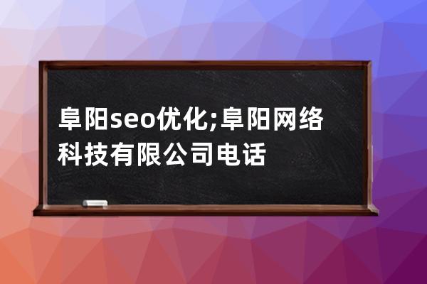 阜阳seo优化;阜阳网络科技有限公司电话