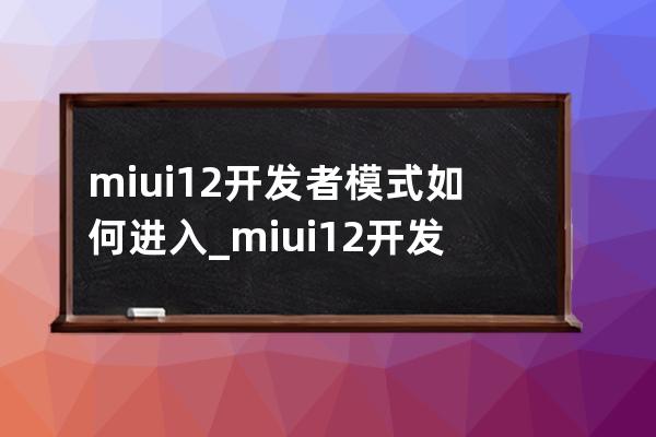 miui12开发者模式如何进入_miui12开发者模式进入方法 