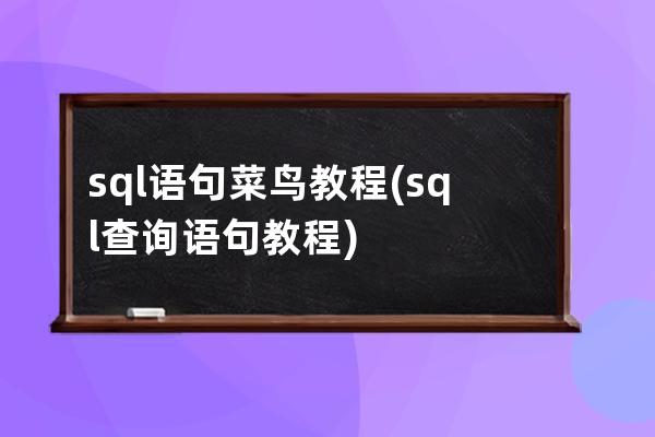 sql语句菜鸟教程(sql查询语句教程)